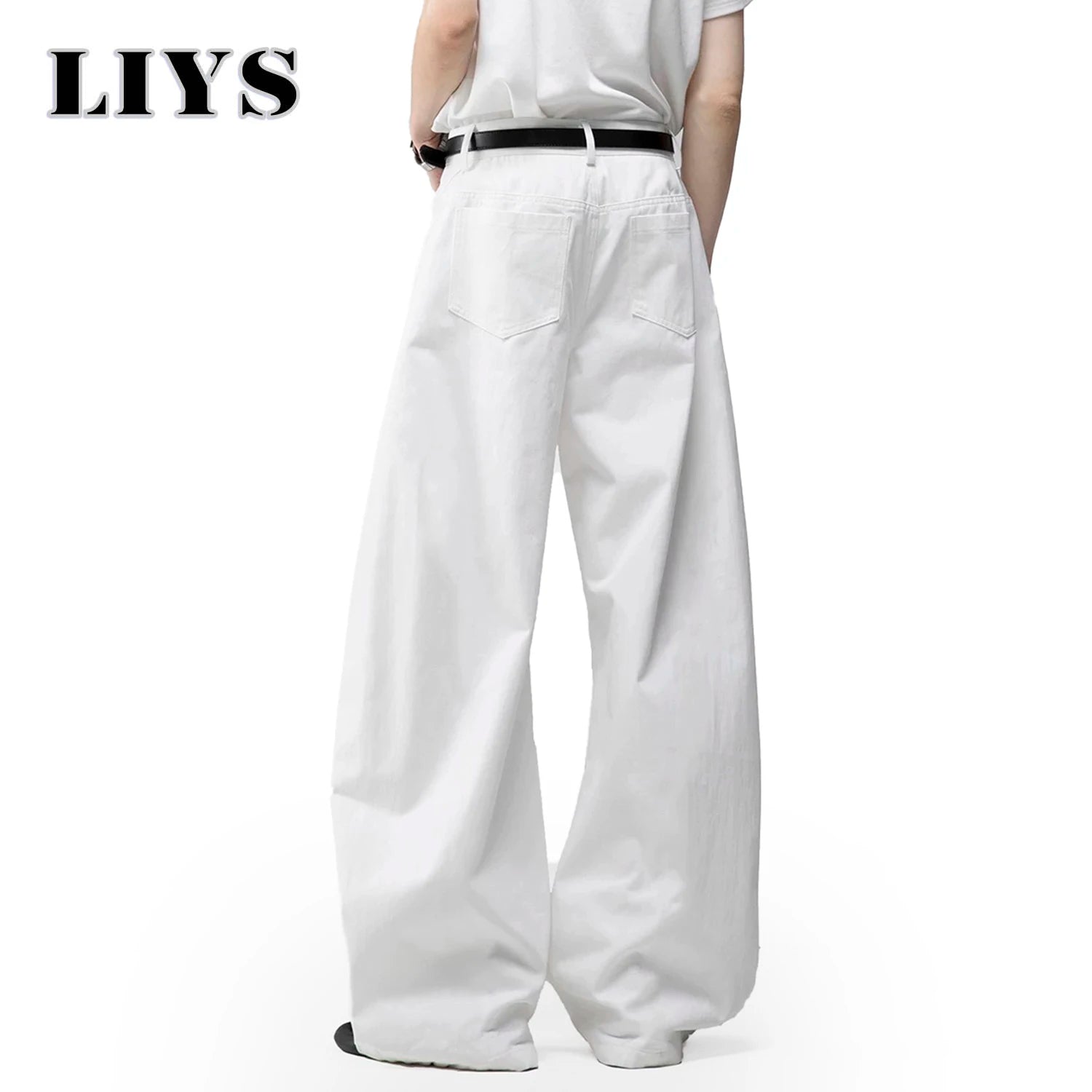 Men’s White Baggy Wide-Leg Cotton Jeans
