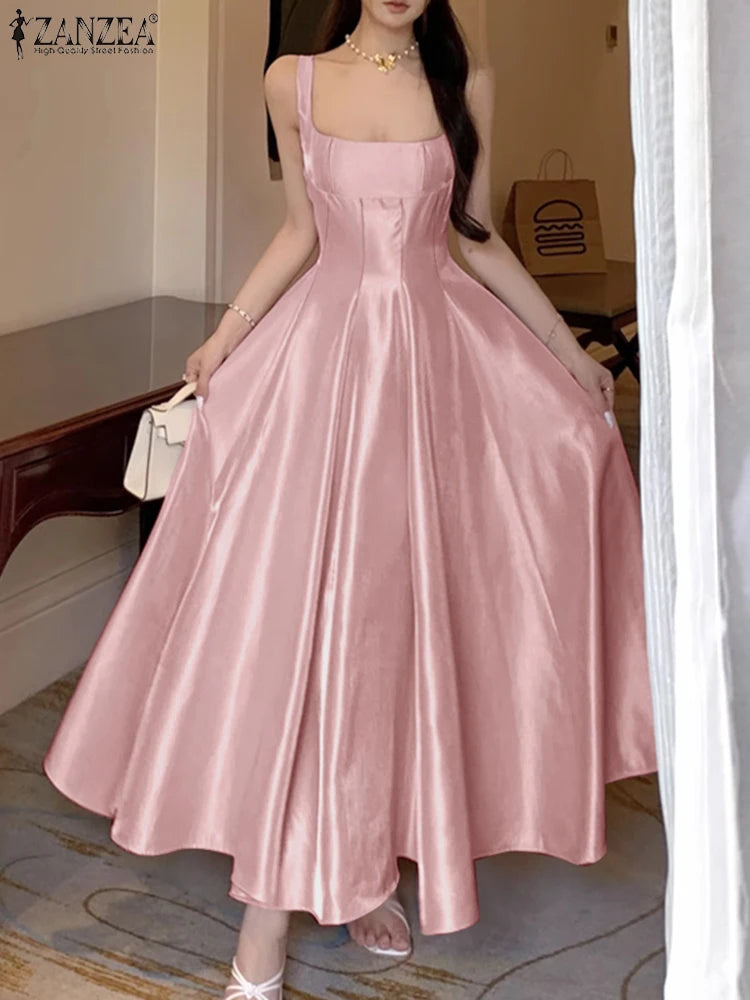 Women’s Satin Square Neck Maxi Dress