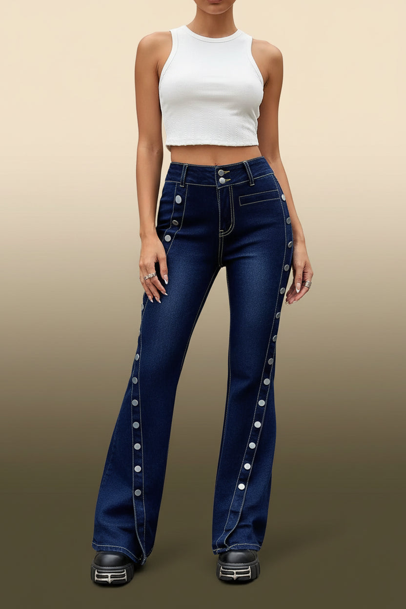 Women Plus Size High Waist Straight Jeans