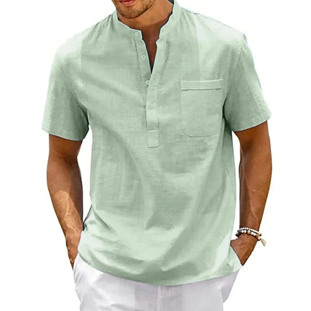 Men's Linen Henley Shirt
