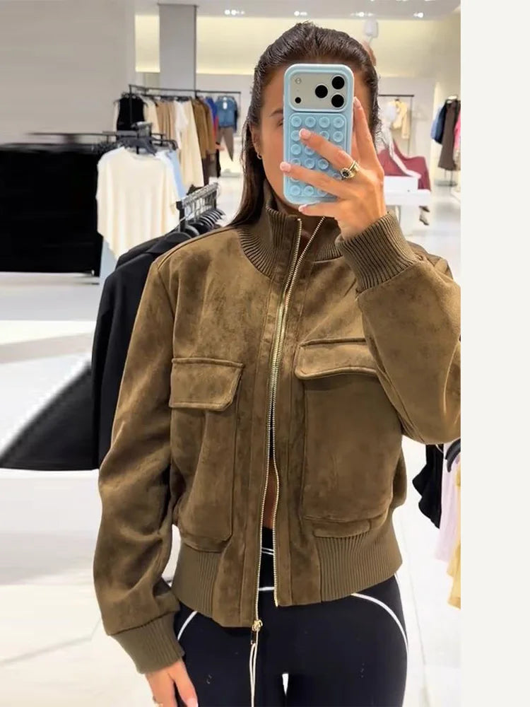 Women’s Vintage Faux Suede Cropped Jacket