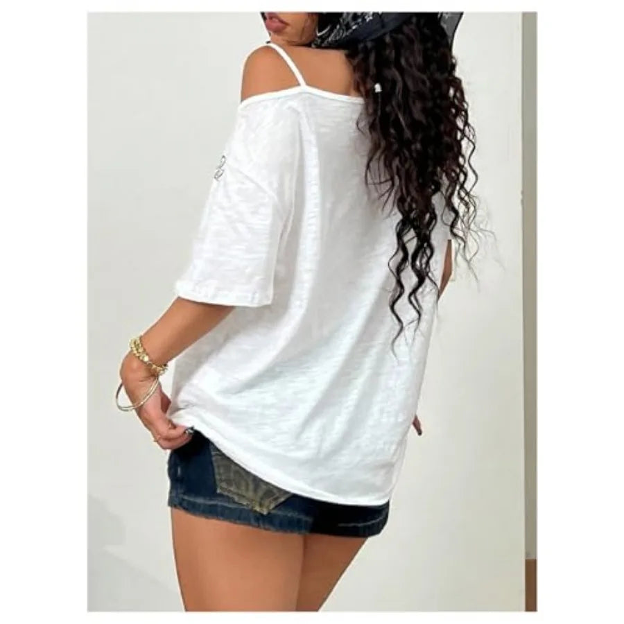 Women's Off Shoulder Gothic T-Shirt