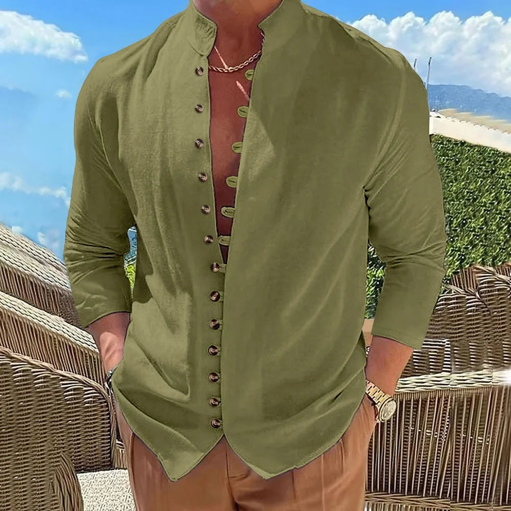 Best-Selling Men’s Cotton Linen Long-Sleeve Casual Shirt