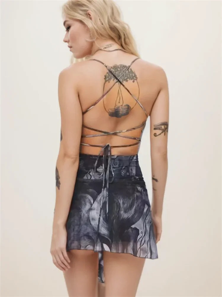 Mesh Mini Dress Women