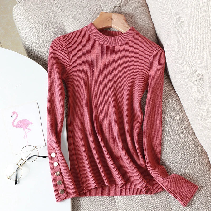 Button O-Neck Sweater