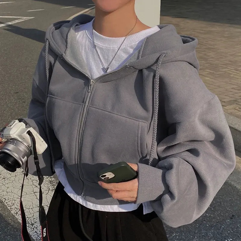 Zip Up Cropped Hoodie