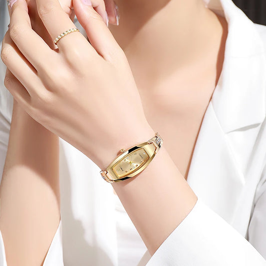 Luxury Women’s Diamond Quartz Watch with Stainless Steel Strap & Bracelet