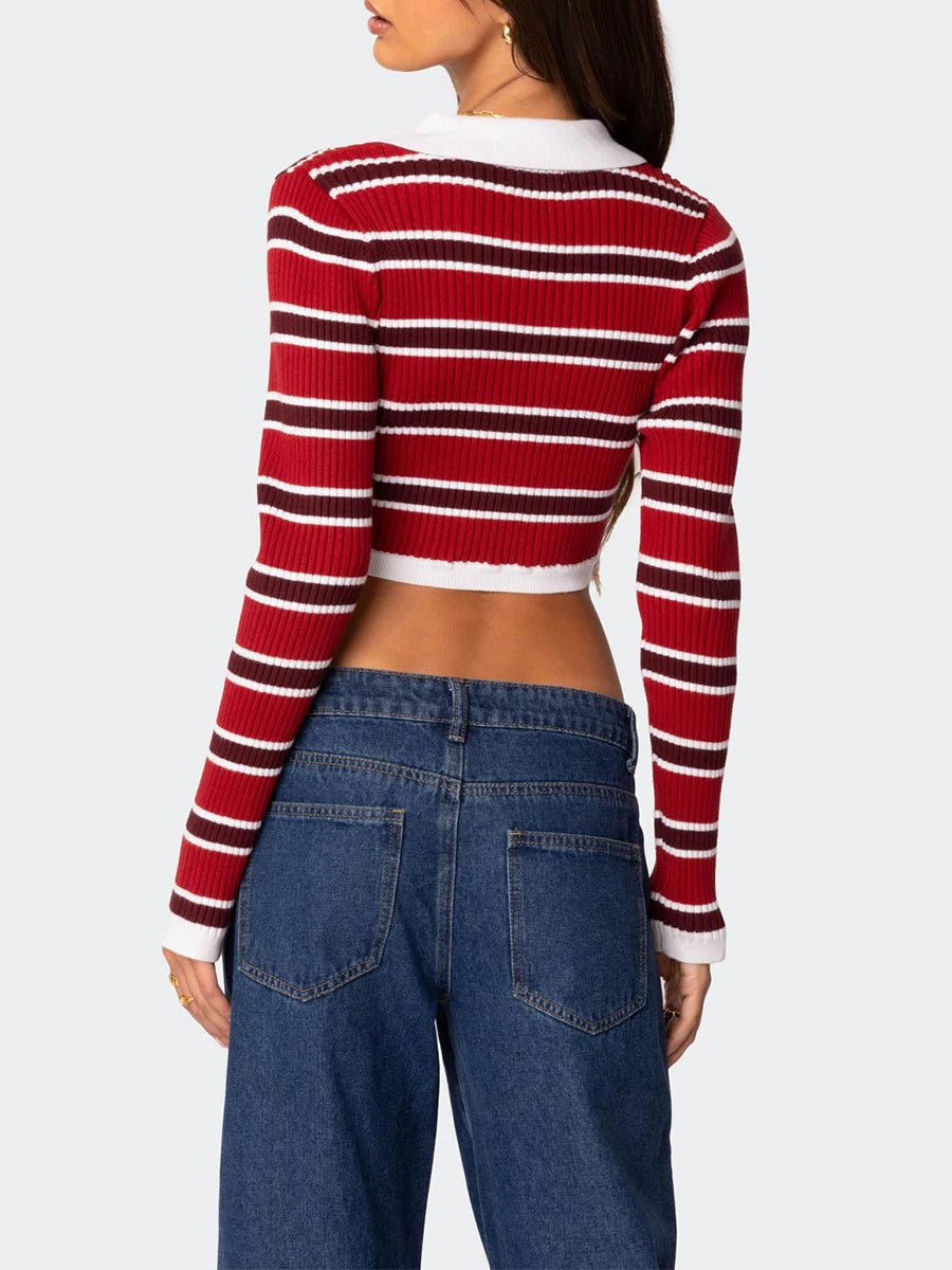 Striped Ribbed Crop Top
