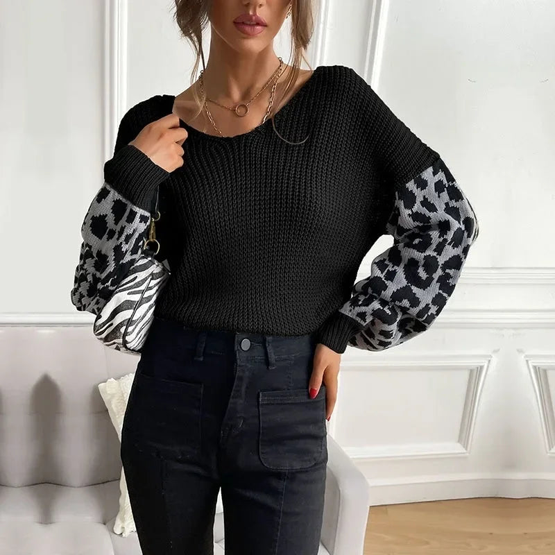 Leopard Print Knit Sweater