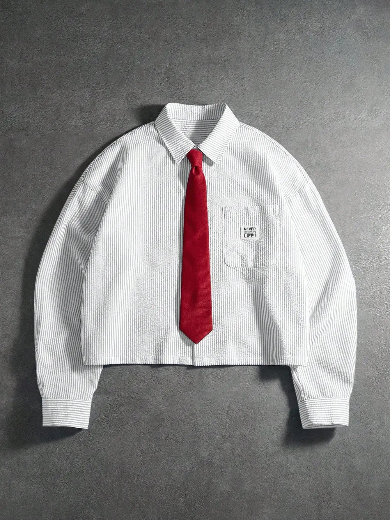 Men 90s Retro Striped Shirt with Tie