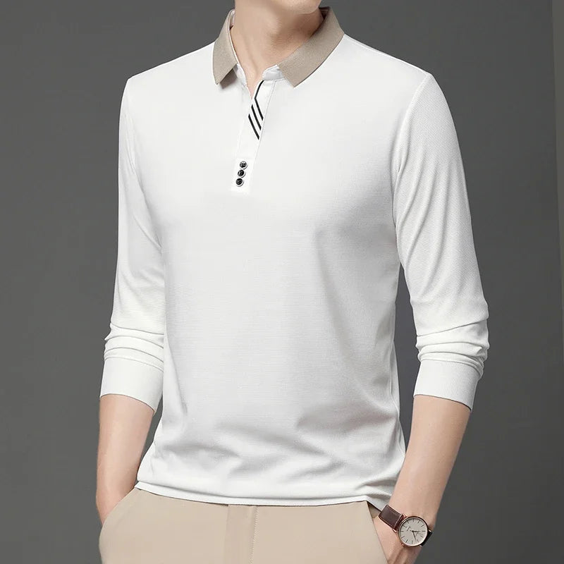 Men's Solid Color Business Casual Polo Shirt