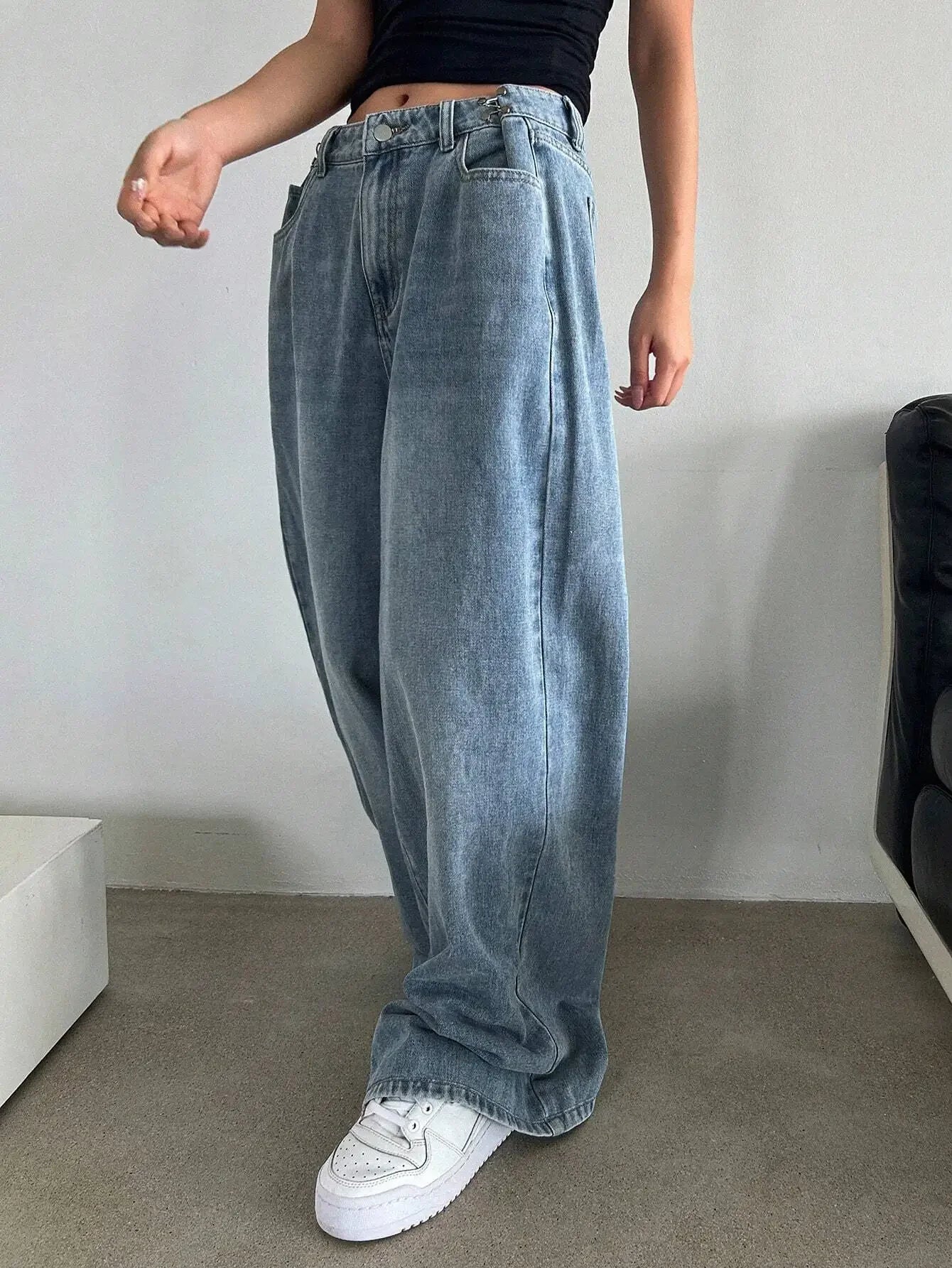 Wide Leg Baggy High Waist Light Wash Jeans