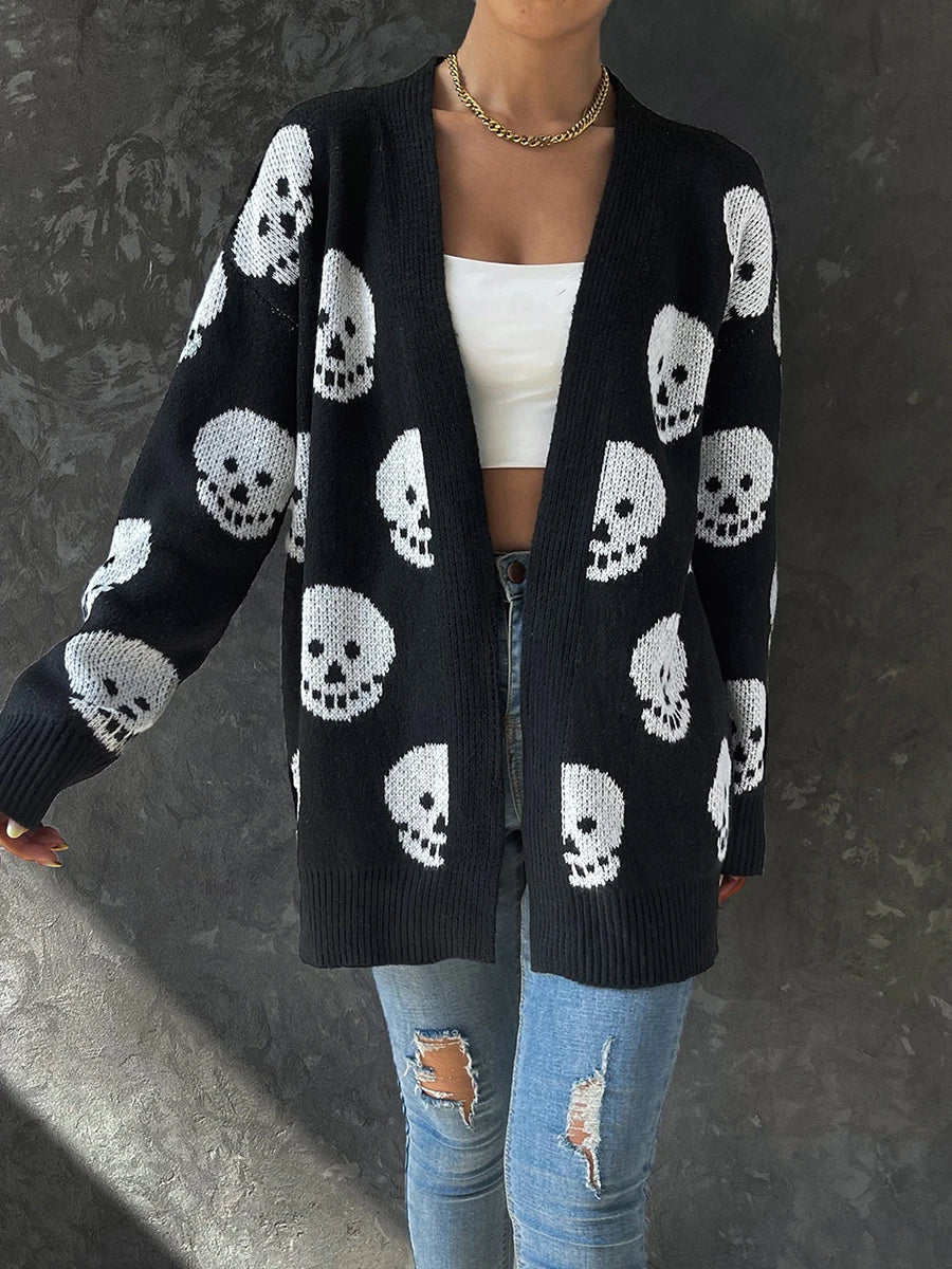 Skull Print Cardigan
