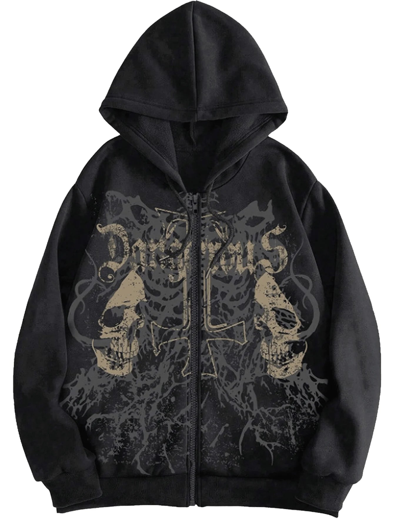 Goth Skull Zip Up Hoodie