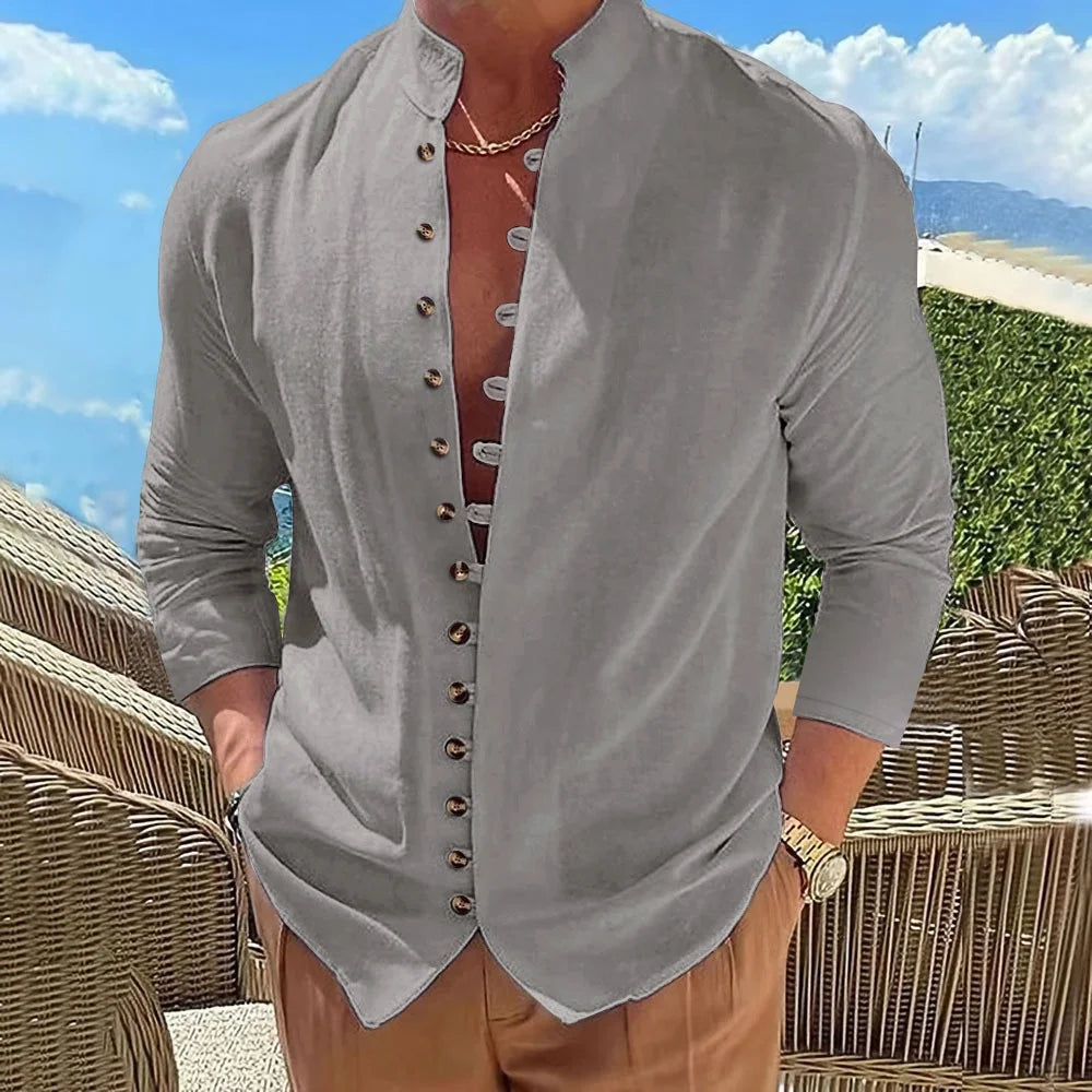 Best-Selling Men’s Cotton Linen Long-Sleeve Casual Shirt