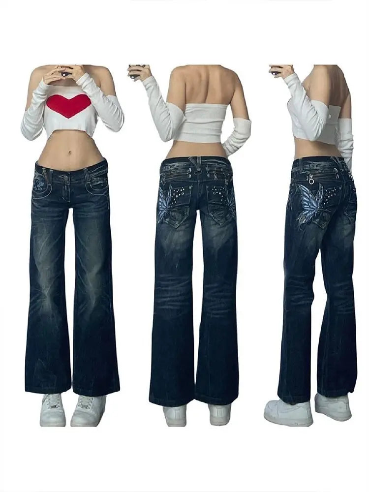 Women's Embroidered Flared Jeans