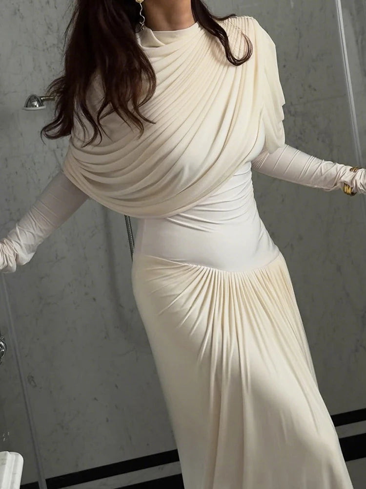 Elegant Ruched Shawl Dress