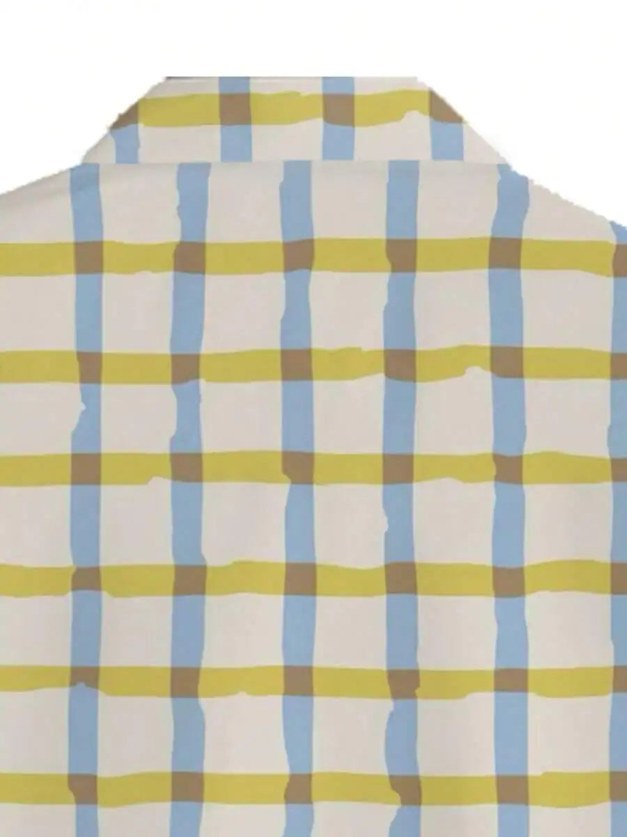 Men's Plaid Palm Tree Button Up Shirt