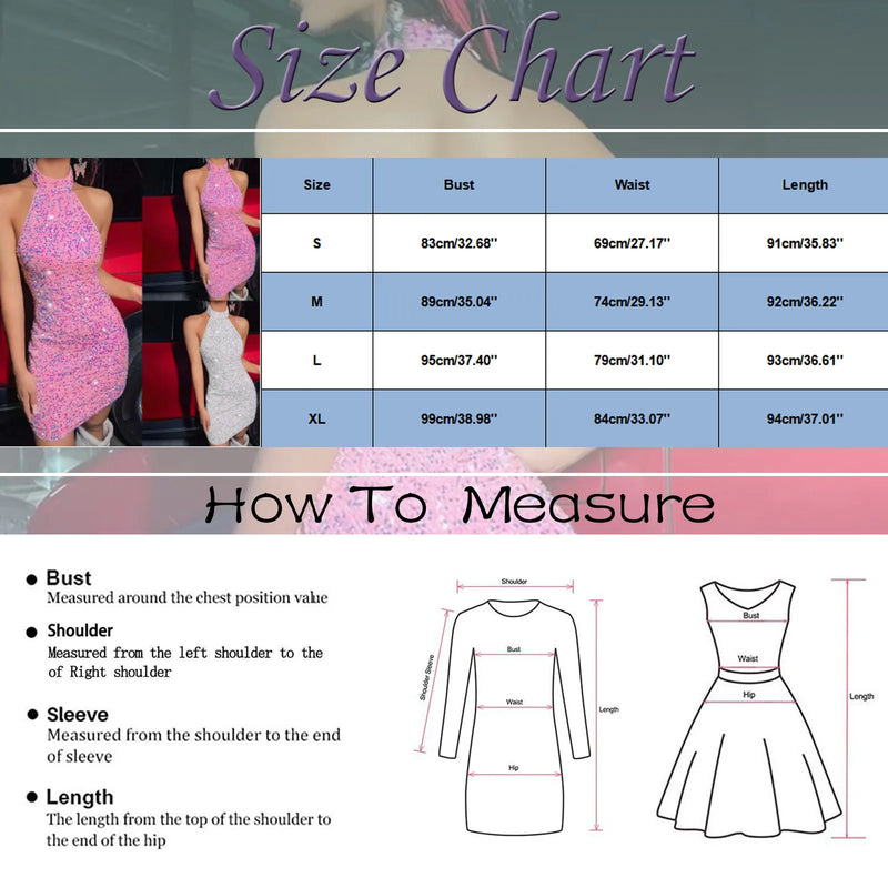 Size guide for Glitter Bodycon Gown