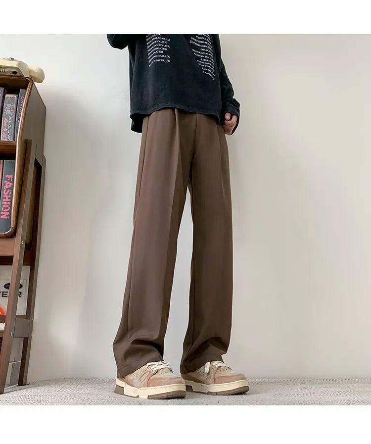 Men’s Brown/Black Korean Casual & Formal Straight Pants