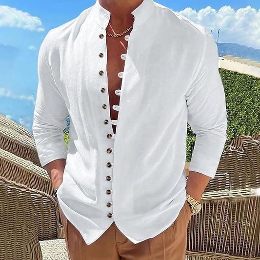Best-Selling Men’s Cotton Linen Long-Sleeve Casual Shirt