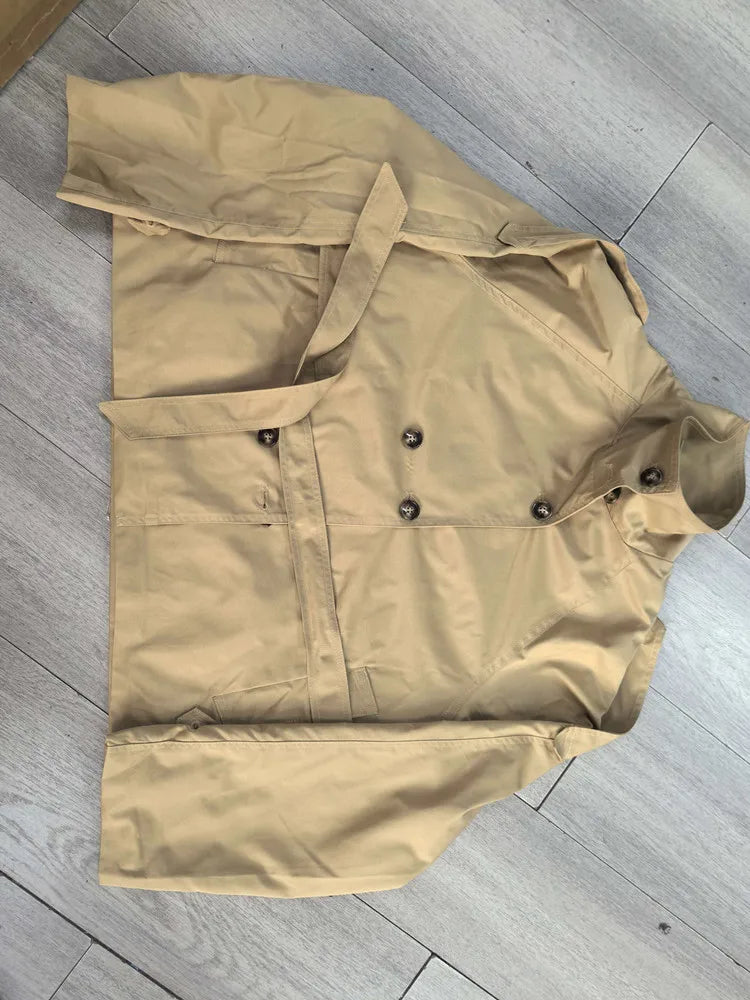 Women’s Belted Waist Cropped Trench Jacket