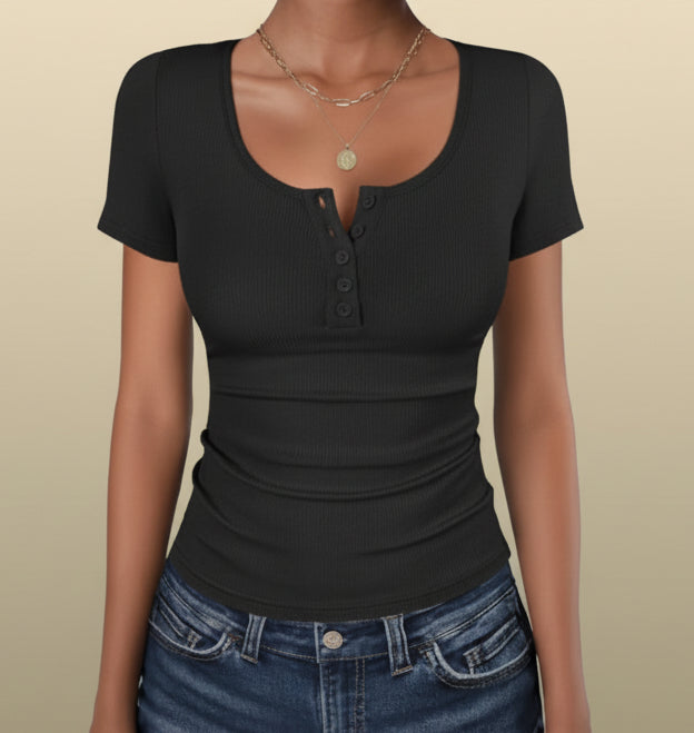Women's Henley Button T-Shirt