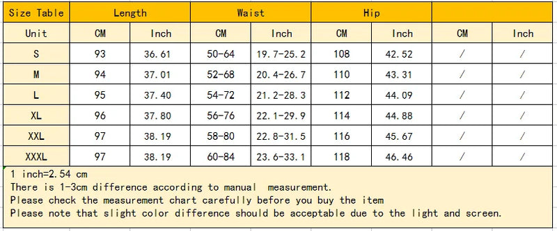 Size guide for Women Y2K Parachute Cargo Pants