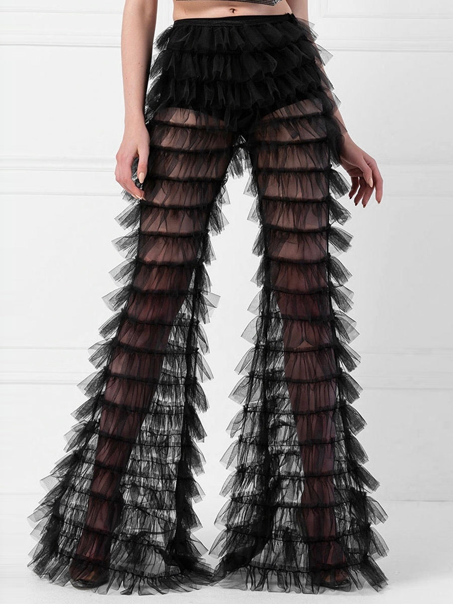 Black Wide Leg Sheer Pants