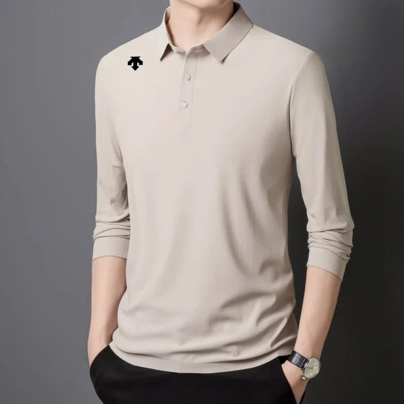 Men’s Long Sleeve Printed Polo Shirt