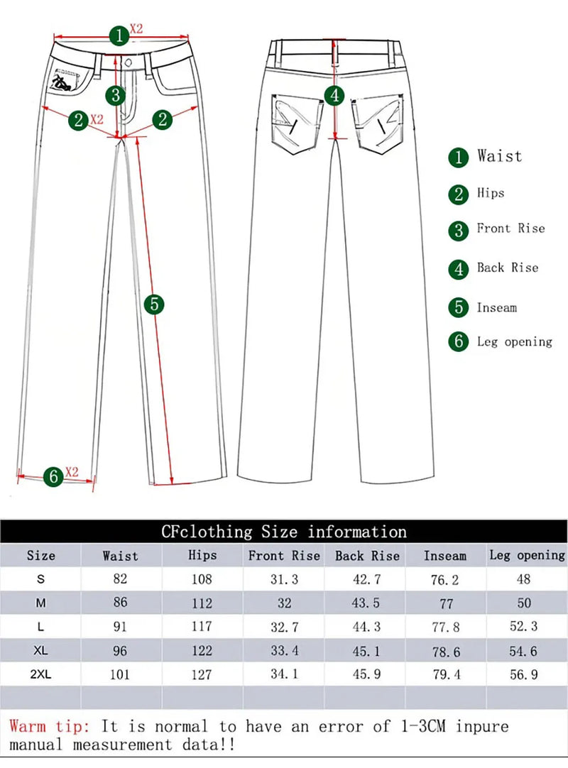 Size guide for Unisex Retro Baggy Wide Leg Jeans