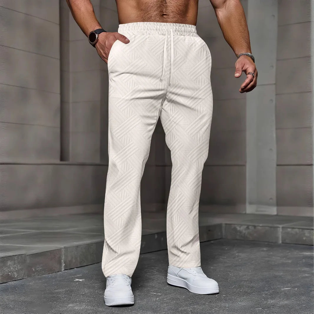 Men’s Casual Jacquard Elastic Waist Street Pants