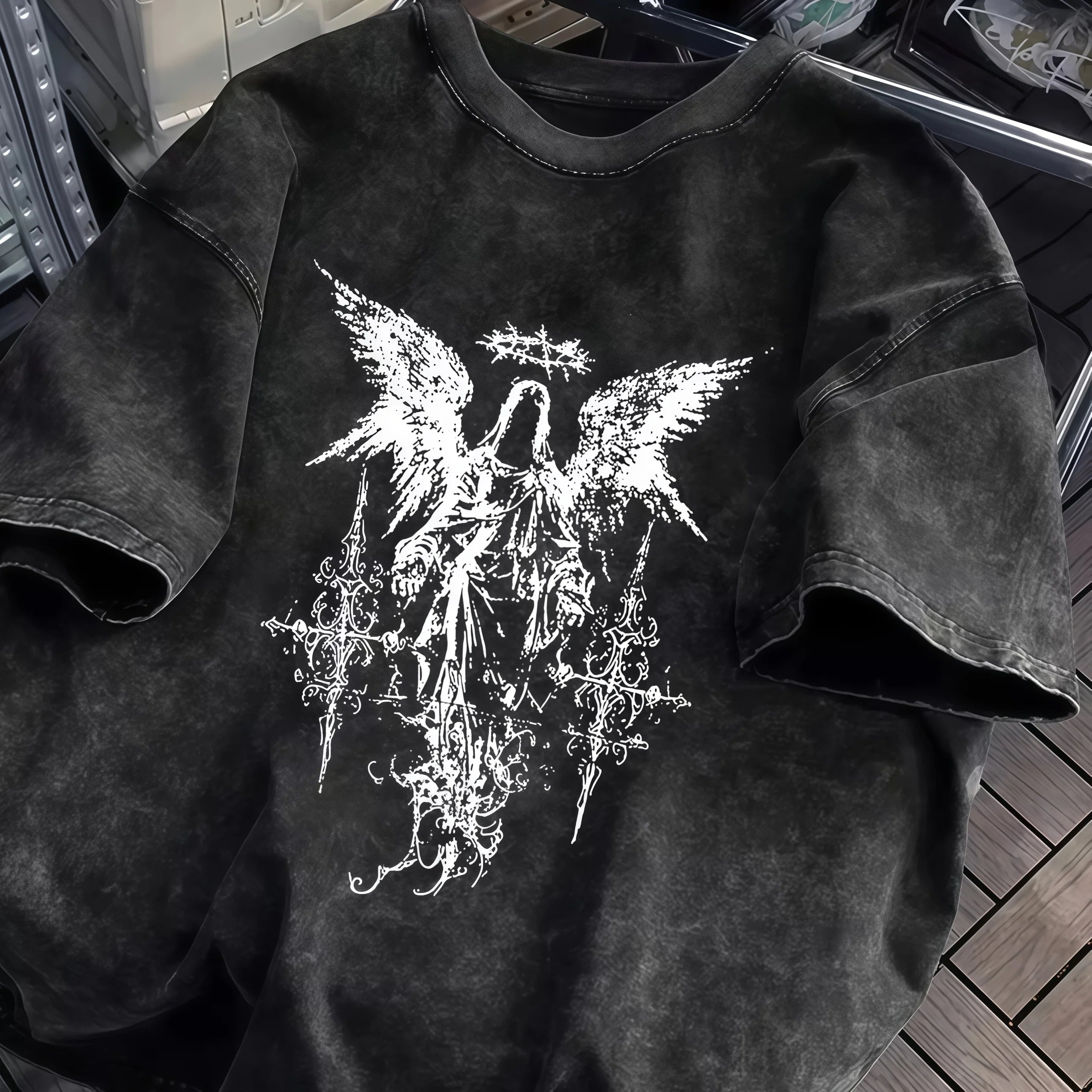 Vintage Gothic Angel Oversized T-Shirt