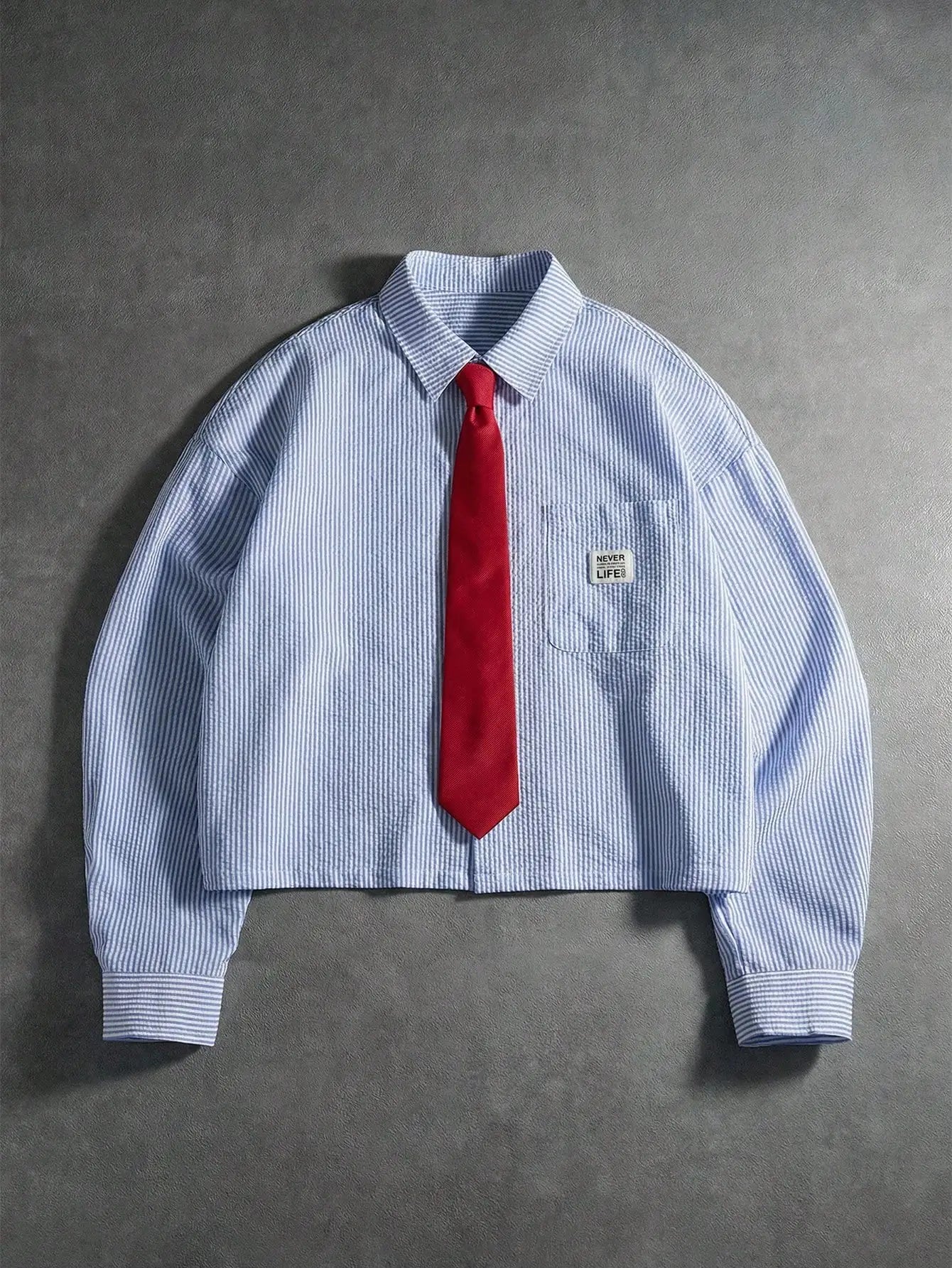 Men 90s Retro Striped Shirt with Tie
