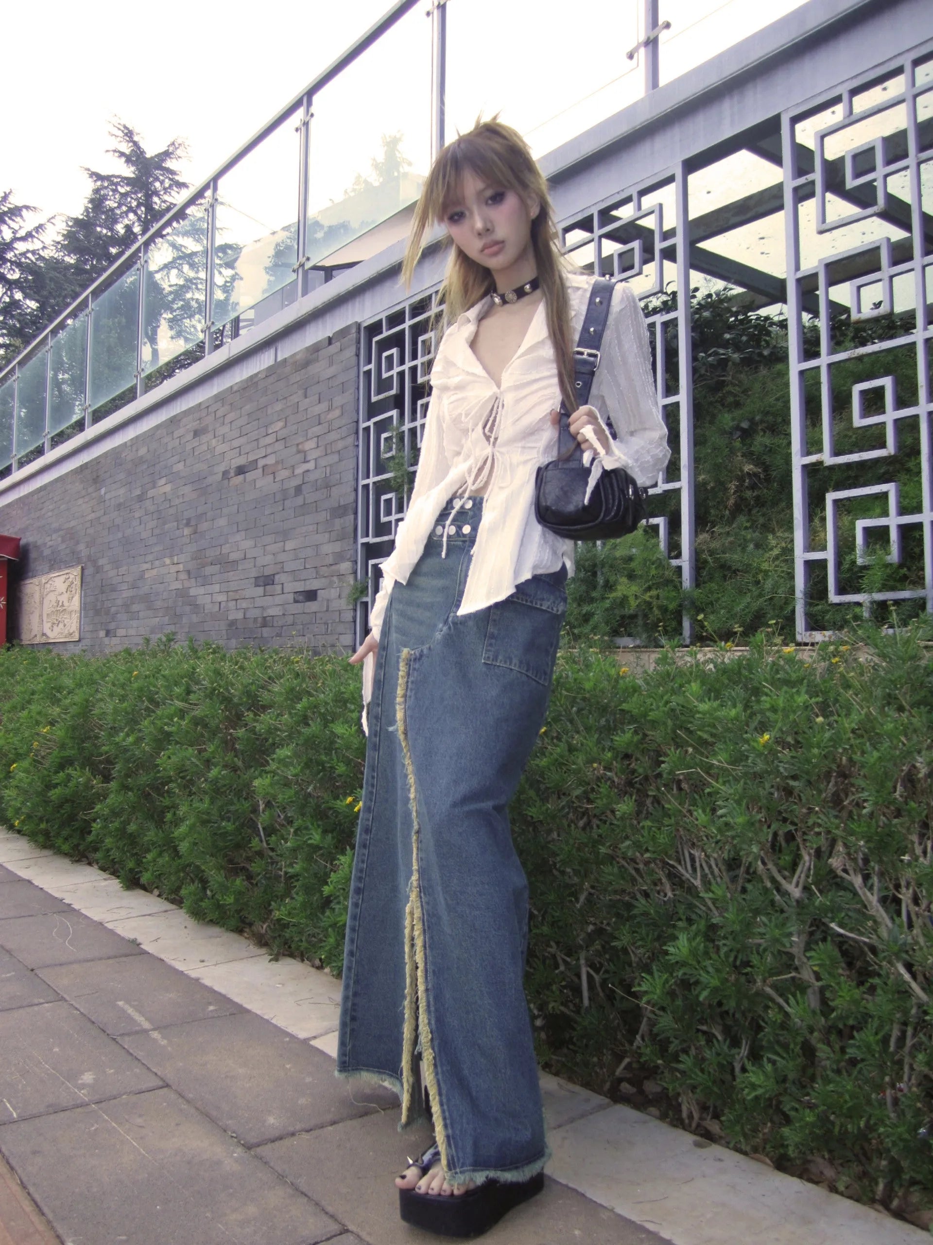 Women's Lace Up Knit shirt
