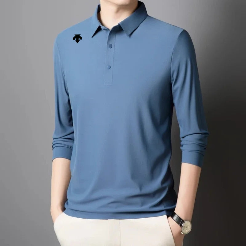 Men’s Long Sleeve Printed Polo Shirt