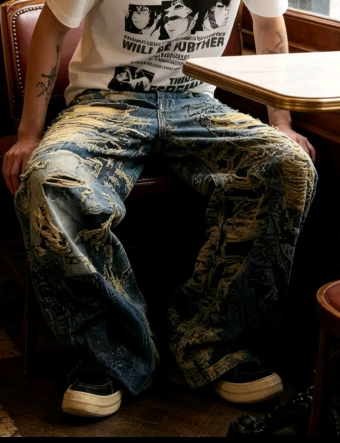 Men's Graffiti Distressed Jeans