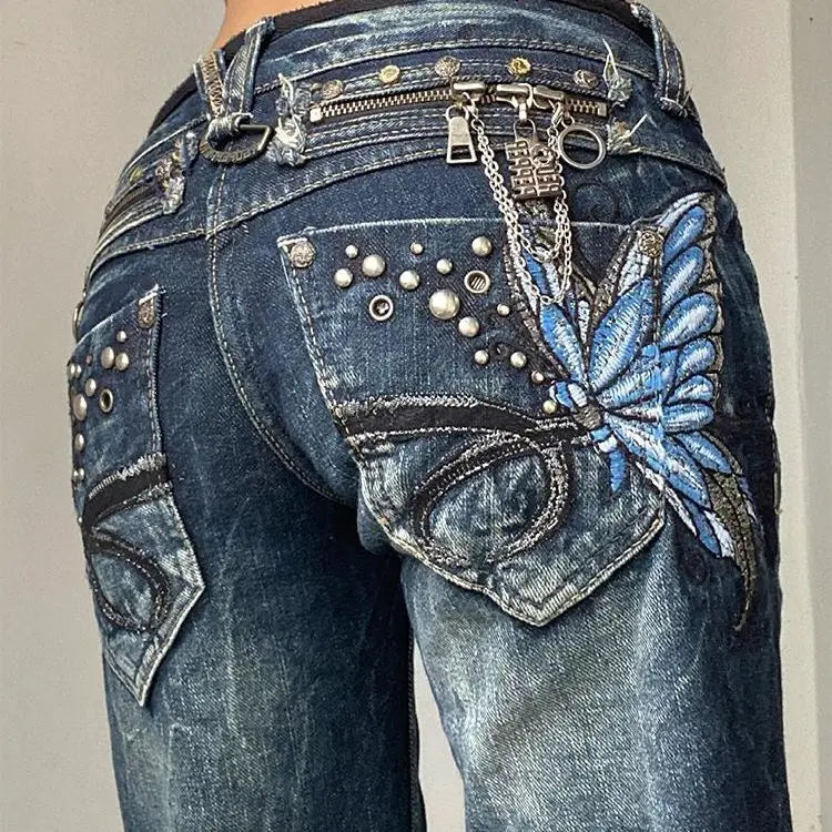 Women's Embroidered Flared Jeans
