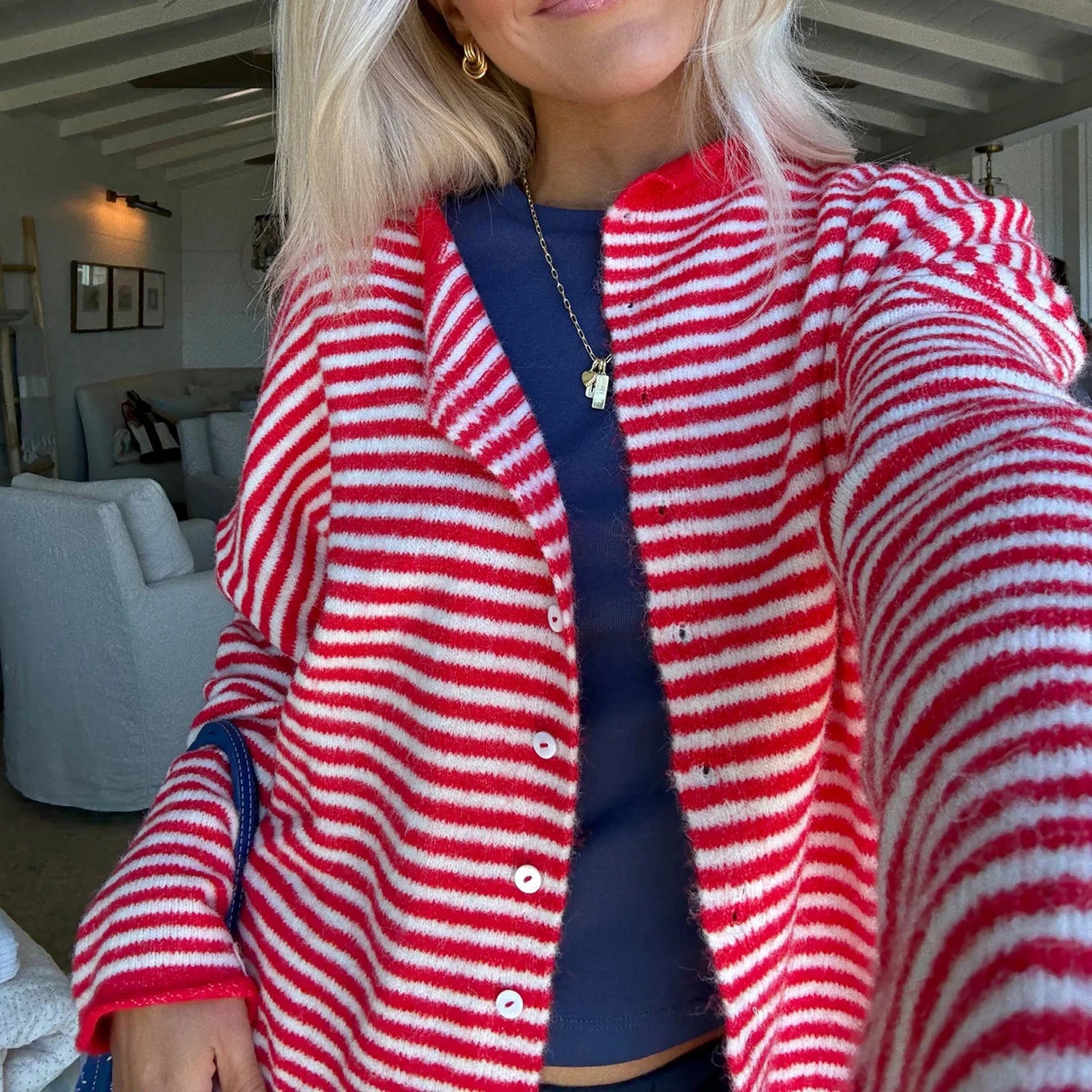Striped Y2K Knit Cardigan