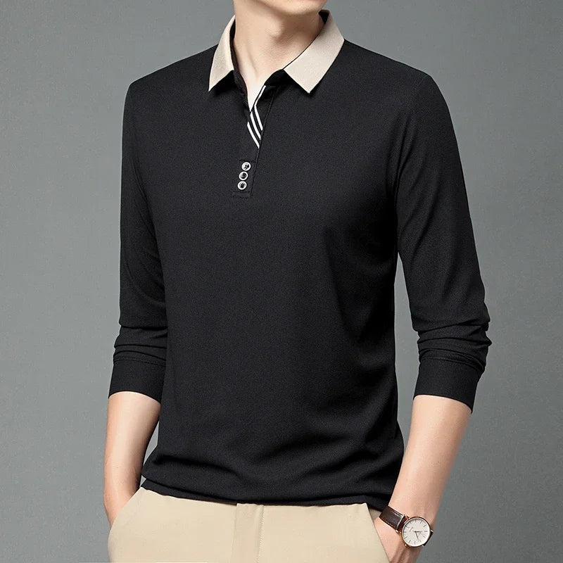 Men's Solid Color Business Casual Polo Shirt