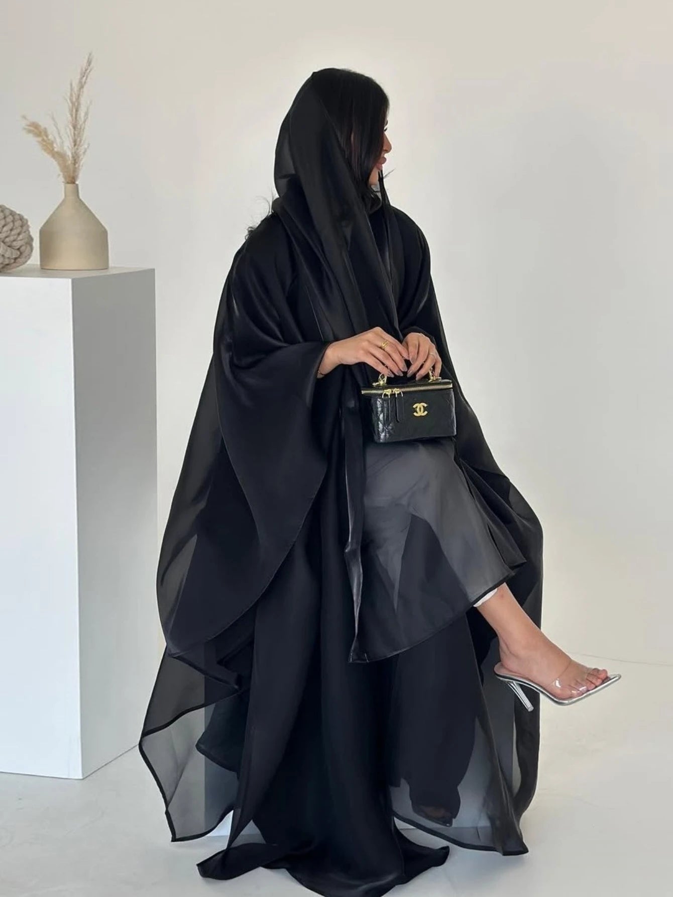 Women Silky Abaya with Scarf