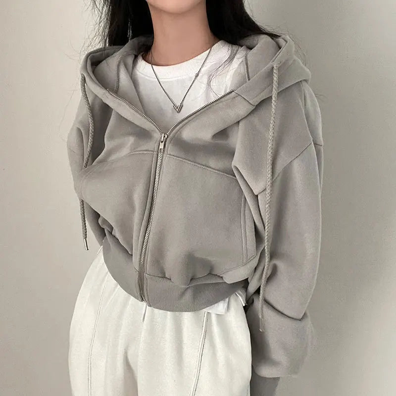 Zip Up Cropped Hoodie