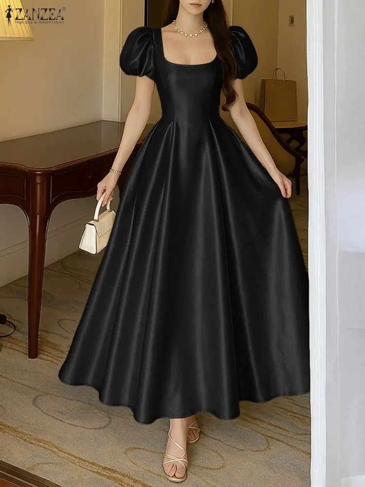 Women’s Satin Square Neck Maxi Dress