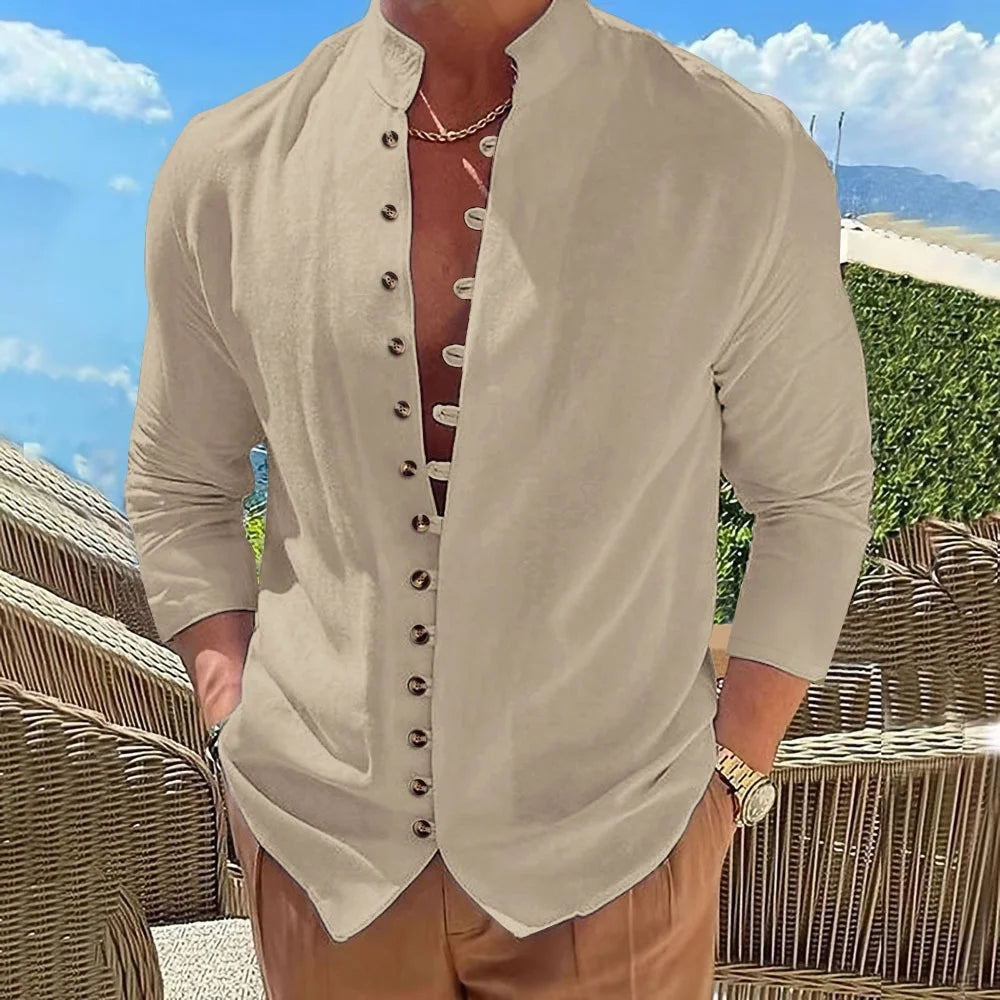 Best-Selling Men’s Cotton Linen Long-Sleeve Casual Shirt