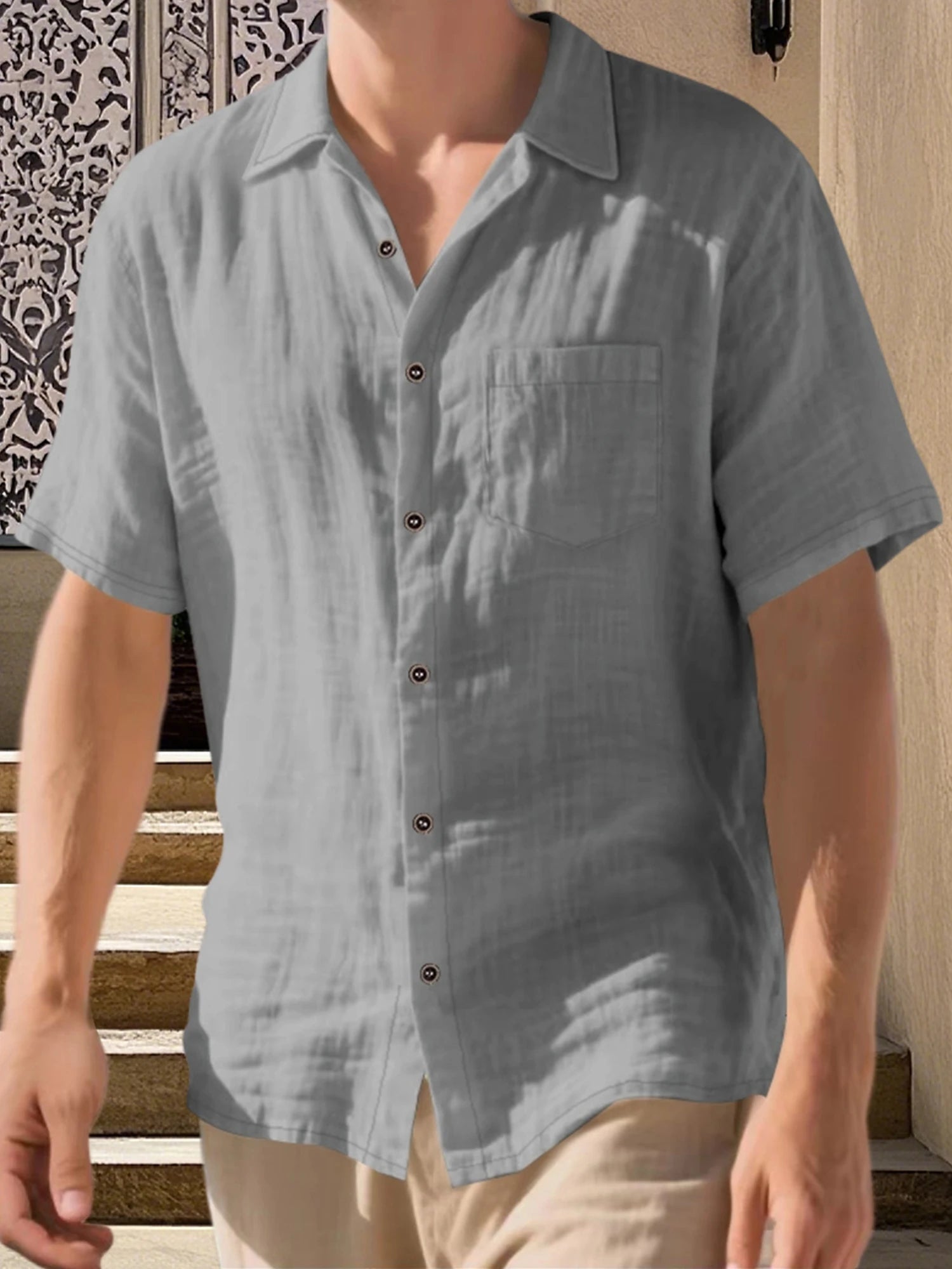 Men's Linen Button Shirt