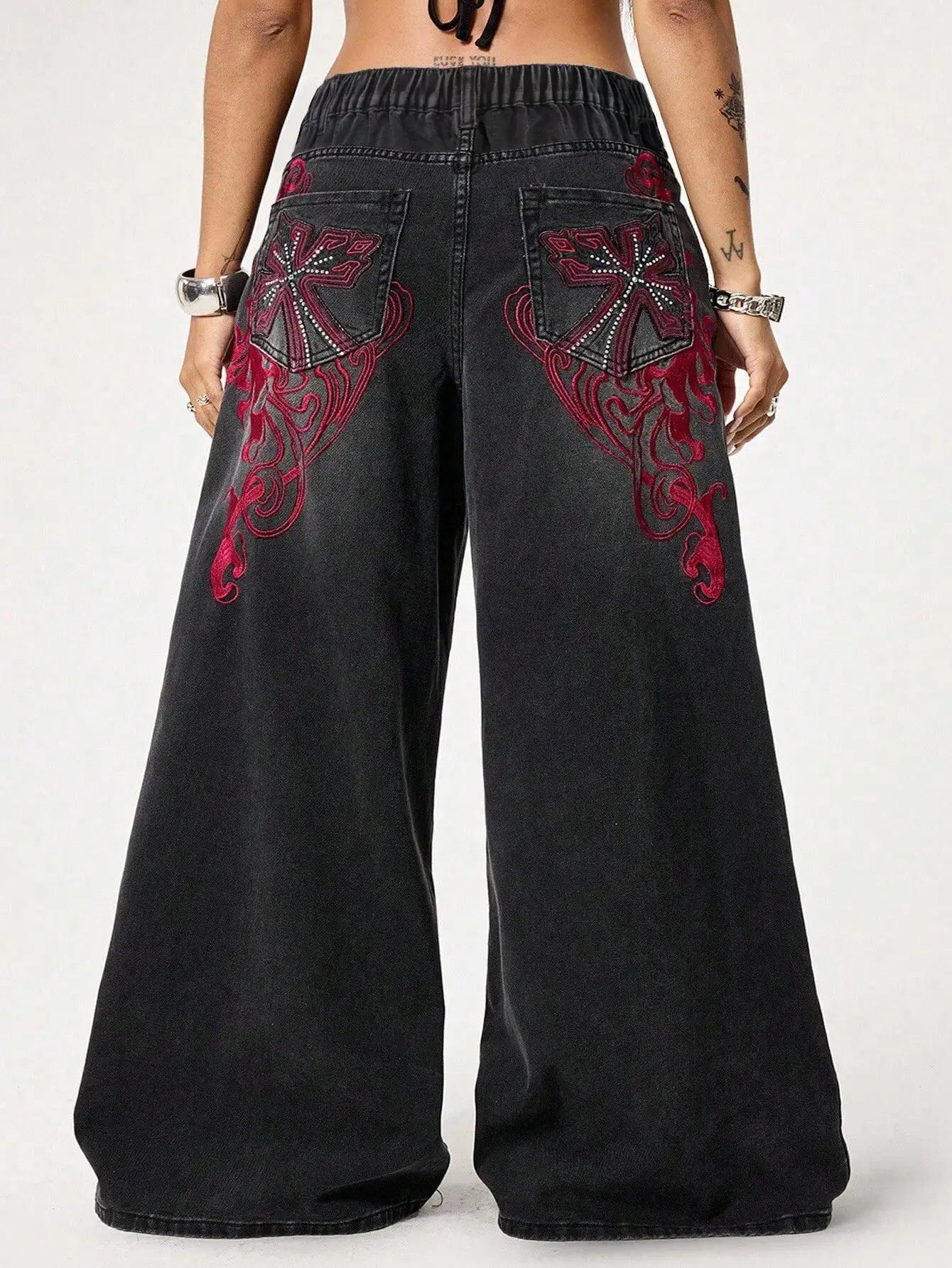 Women Black Embroidery Gothic