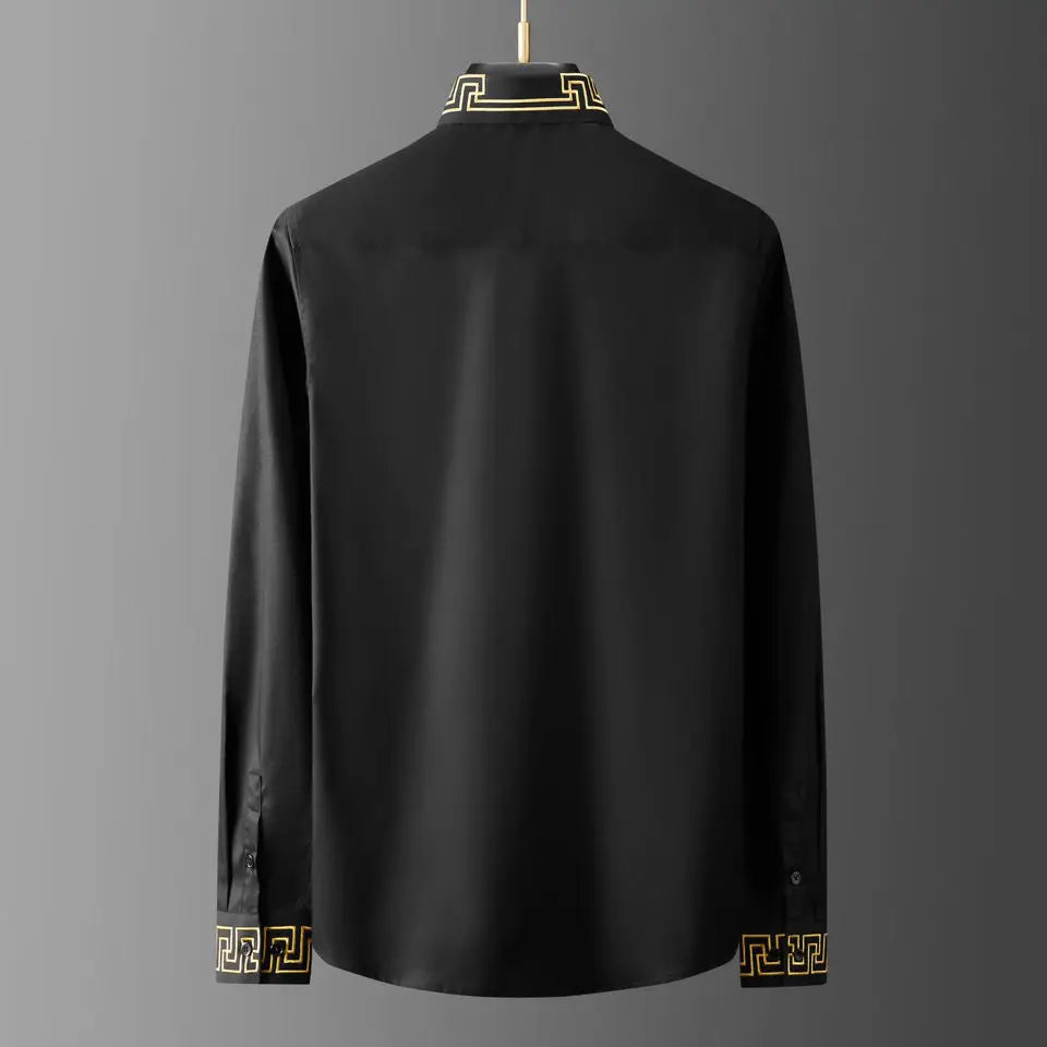 Men’s Summer Casual Long Sleeve Embroidered Shirt