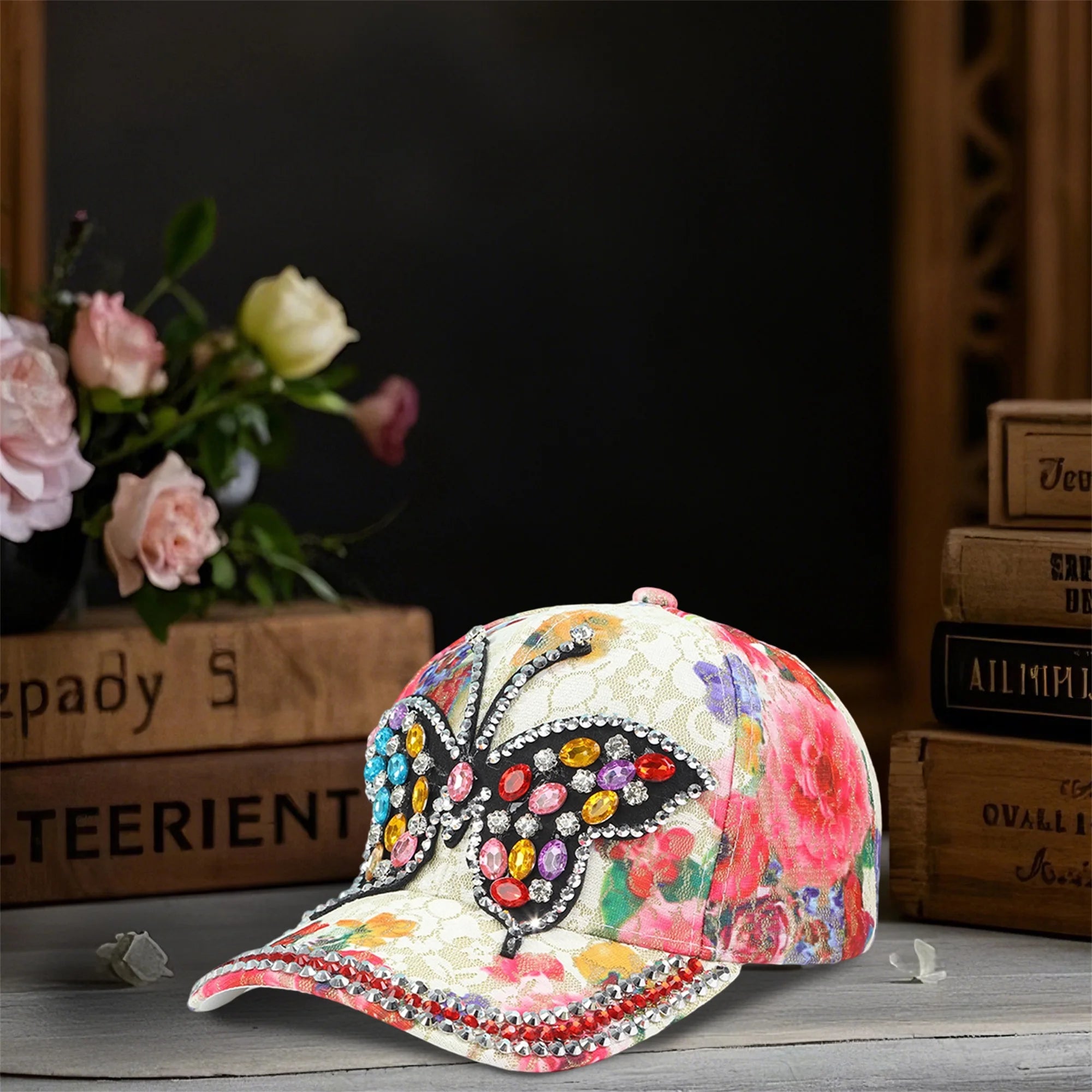 Rose Embroidered Visor