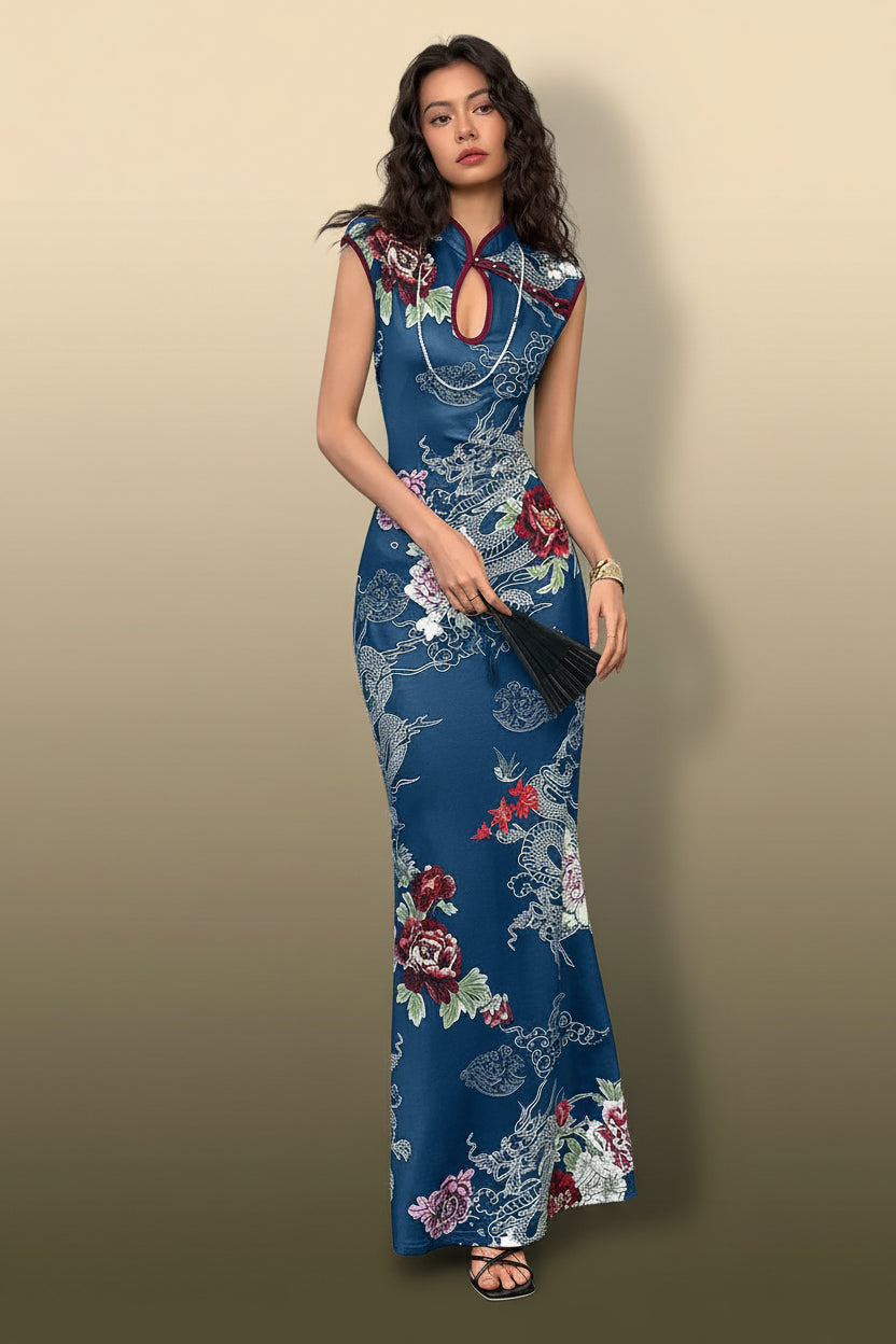 Women's Floral Dragon Print Dress