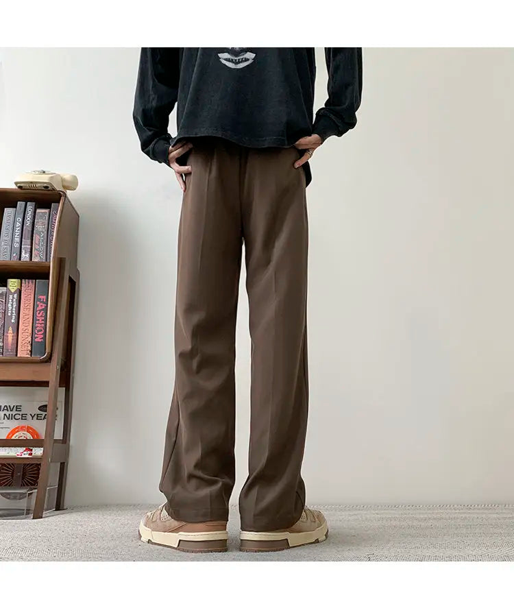 Men’s Brown/Black Korean Casual & Formal Straight Pants